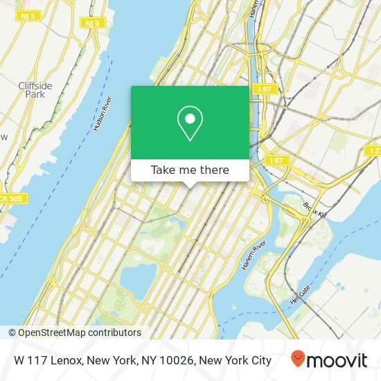 Mapa de W 117 Lenox, New York, NY 10026