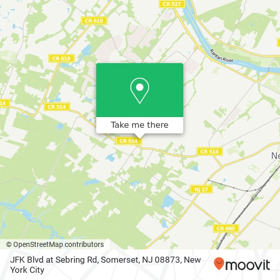 Mapa de JFK Blvd at Sebring Rd, Somerset, NJ 08873