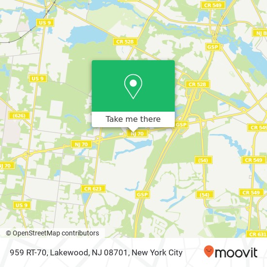 Mapa de 959 RT-70, Lakewood, NJ 08701