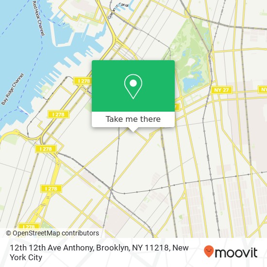 Mapa de 12th 12th Ave Anthony, Brooklyn, NY 11218