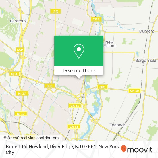 Mapa de Bogert Rd Howland, River Edge, NJ 07661