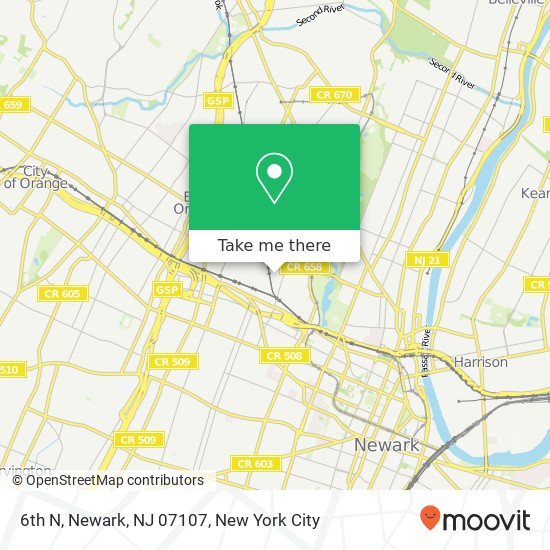 Mapa de 6th N, Newark, NJ 07107