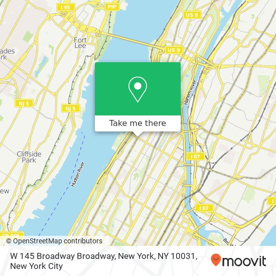 Mapa de W 145 Broadway Broadway, New York, NY 10031