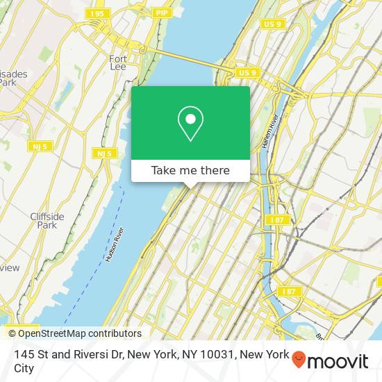 Mapa de 145 St and Riversi Dr, New York, NY 10031