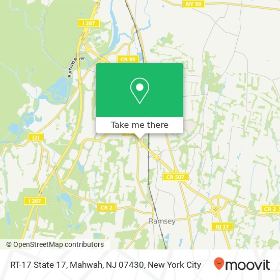 Mapa de RT-17 State 17, Mahwah, NJ 07430