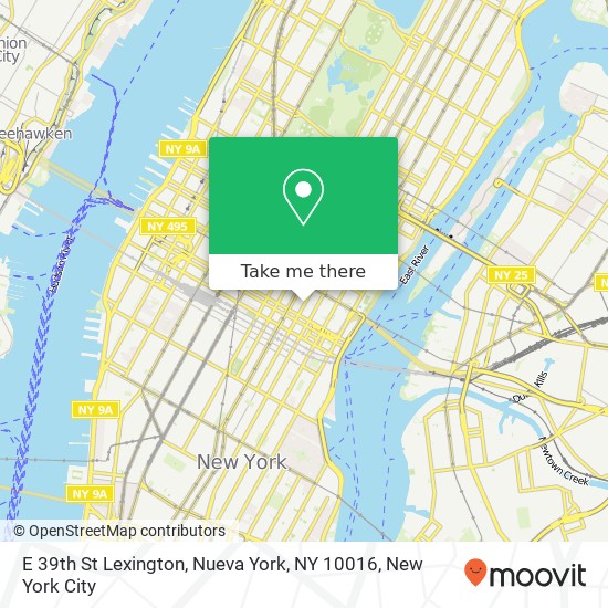 Mapa de E 39th St Lexington, Nueva York, NY 10016