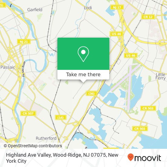 Mapa de Highland Ave Valley, Wood-Ridge, NJ 07075