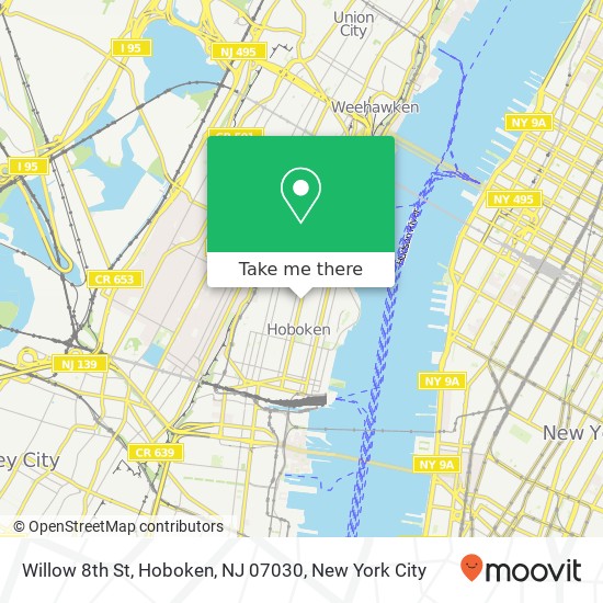 Mapa de Willow 8th St, Hoboken, NJ 07030