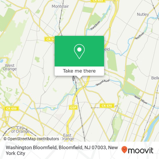 Mapa de Washington Bloomfield, Bloomfield, NJ 07003