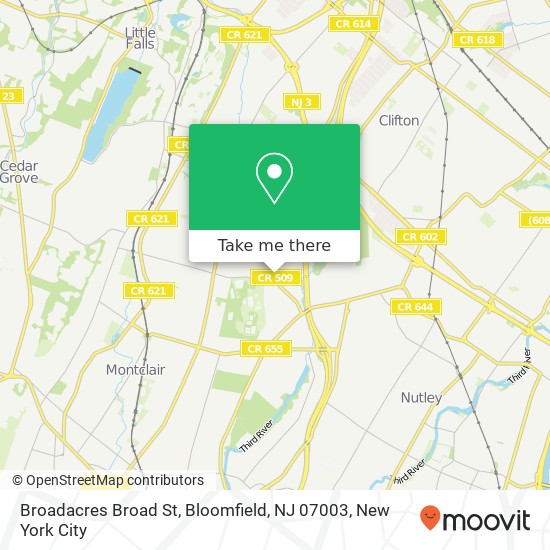 Mapa de Broadacres Broad St, Bloomfield, NJ 07003