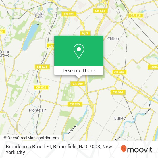 Mapa de Broadacres Broad St, Bloomfield, NJ 07003