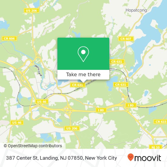 Mapa de 387 Center St, Landing, NJ 07850