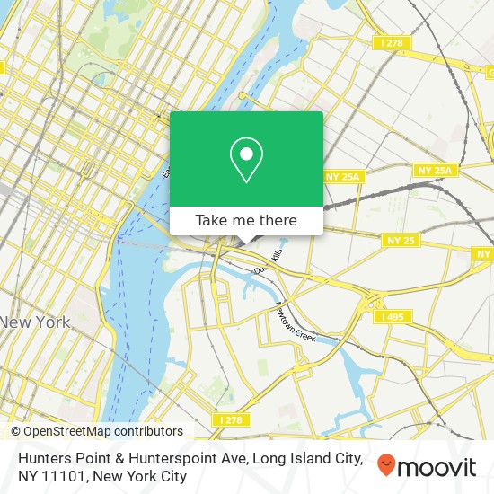 Mapa de Hunters Point & Hunterspoint Ave, Long Island City, NY 11101