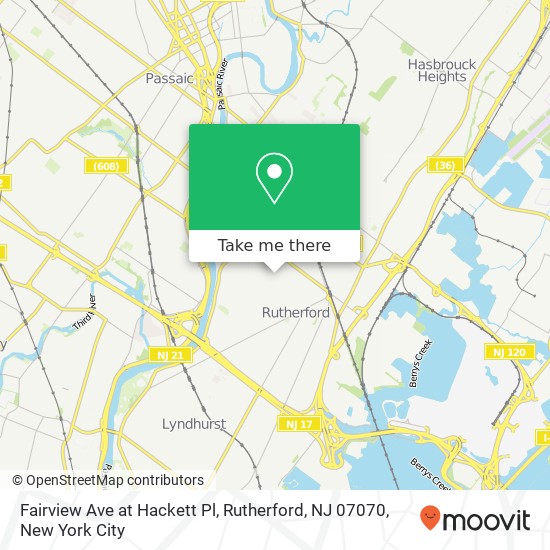 Mapa de Fairview Ave at Hackett Pl, Rutherford, NJ 07070