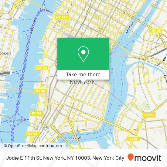 Jodie E 11th St, New York, NY 10003 map