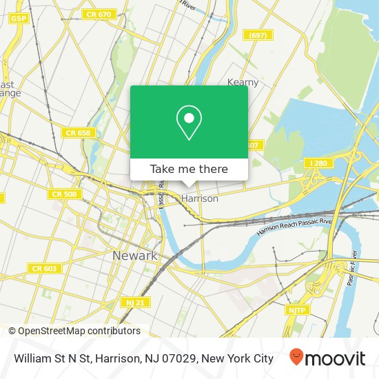 Mapa de William St N St, Harrison, NJ 07029