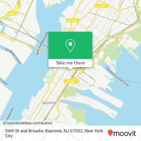 Mapa de 54th St and Broadw, Bayonne, NJ 07002