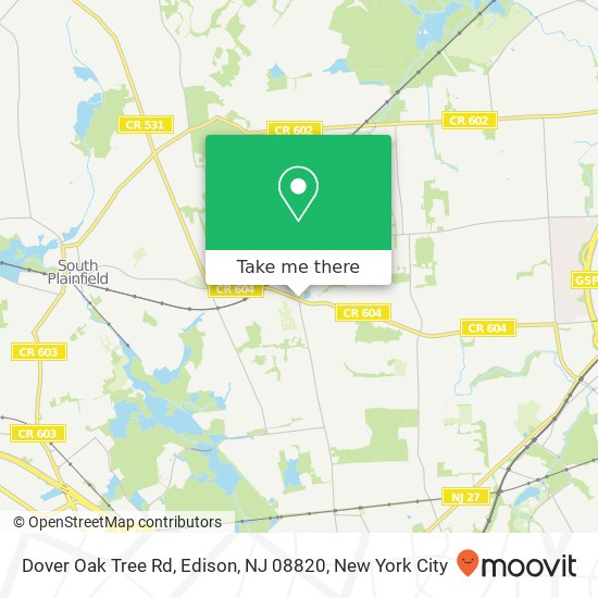 Mapa de Dover Oak Tree Rd, Edison, NJ 08820