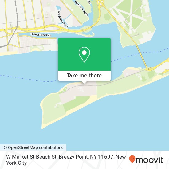 Mapa de W Market St Beach St, Breezy Point, NY 11697