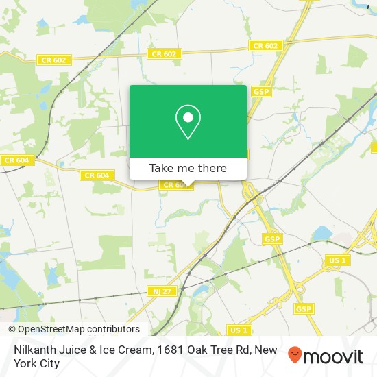 Mapa de Nilkanth Juice & Ice Cream, 1681 Oak Tree Rd