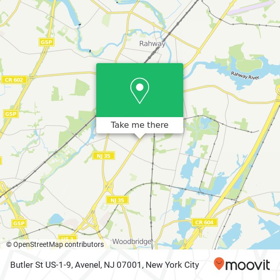 Mapa de Butler St US-1-9, Avenel, NJ 07001
