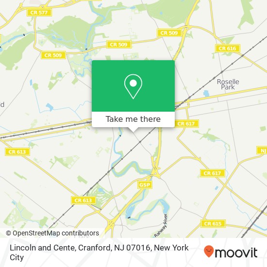 Mapa de Lincoln and Cente, Cranford, NJ 07016
