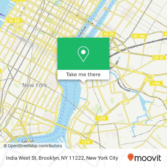 Mapa de India West St, Brooklyn, NY 11222
