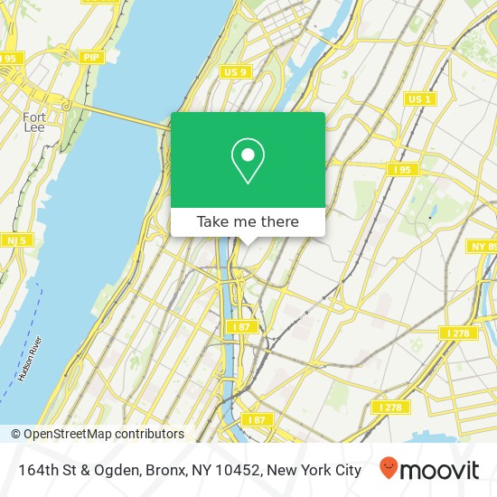 164th St & Ogden, Bronx, NY 10452 map