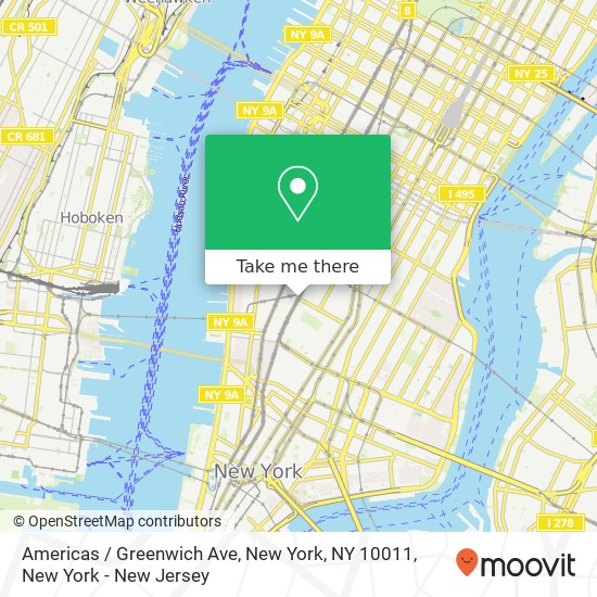 Mapa de Americas / Greenwich Ave, New York, NY 10011