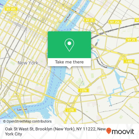 Mapa de Oak St West St, Brooklyn (New York), NY 11222