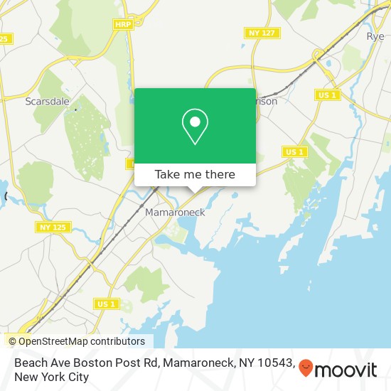 Beach Ave Boston Post Rd, Mamaroneck, NY 10543 map