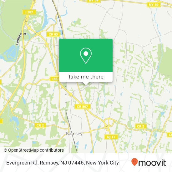 Mapa de Evergreen Rd, Ramsey, NJ 07446