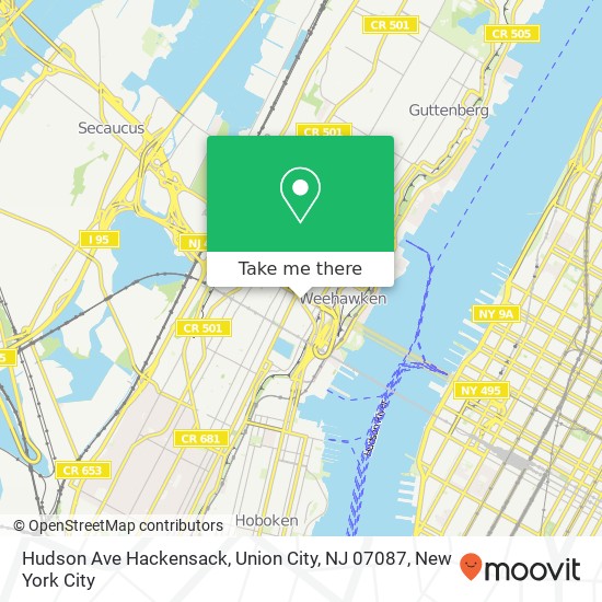 Hudson Ave Hackensack, Union City, NJ 07087 map
