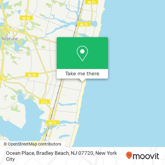 Mapa de Ocean Place, Bradley Beach, NJ 07720