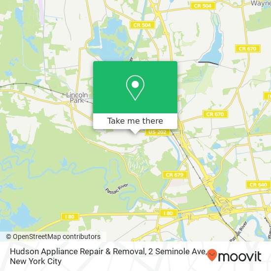 Hudson Appliance Repair & Removal, 2 Seminole Ave map