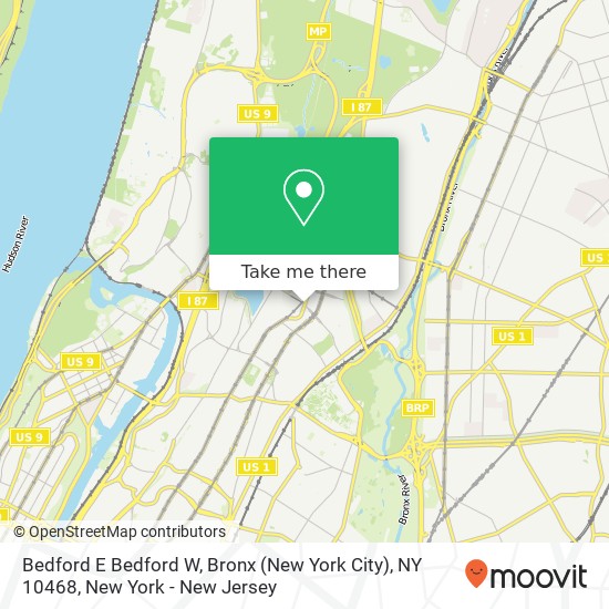 Mapa de Bedford E Bedford W, Bronx (New York City), NY 10468