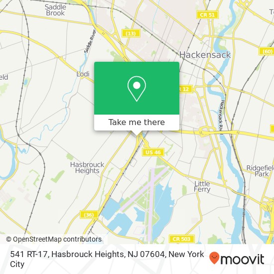 Mapa de 541 RT-17, Hasbrouck Heights, NJ 07604