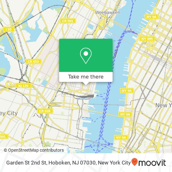 Mapa de Garden St 2nd St, Hoboken, NJ 07030