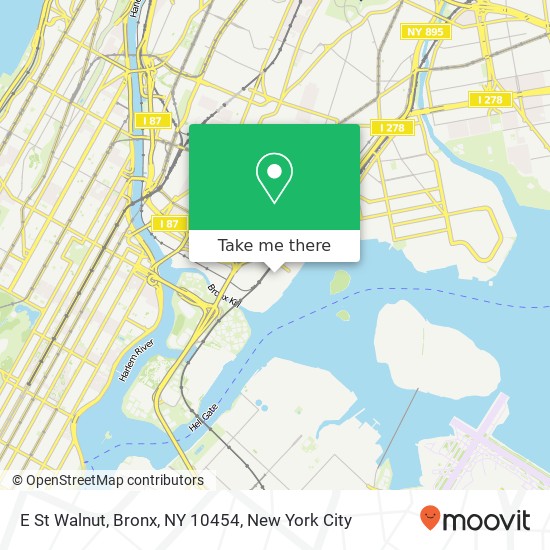 Mapa de E St Walnut, Bronx, NY 10454