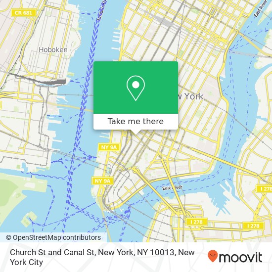 Mapa de Church St and Canal St, New York, NY 10013