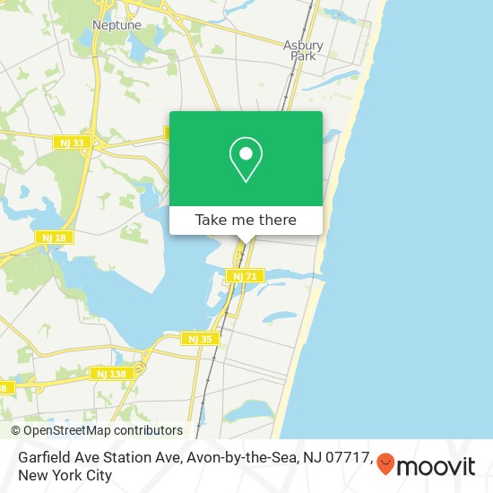 Mapa de Garfield Ave Station Ave, Avon-by-the-Sea, NJ 07717