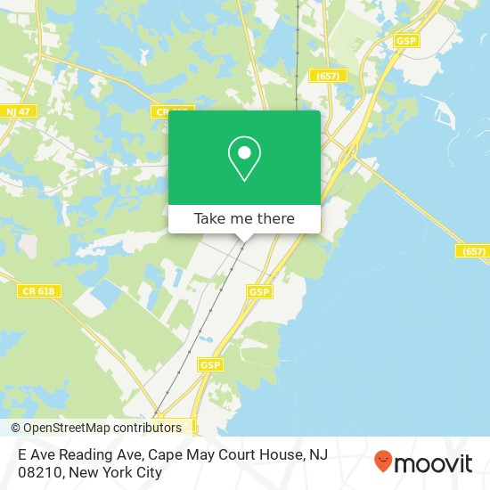 Mapa de E Ave Reading Ave, Cape May Court House, NJ 08210
