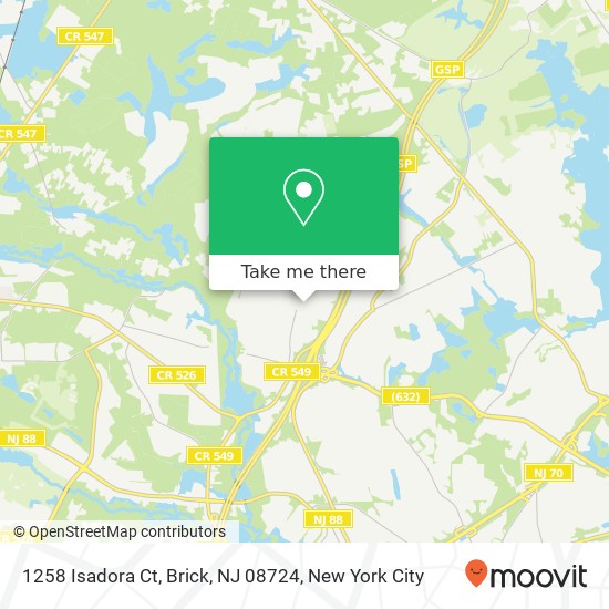 Mapa de 1258 Isadora Ct, Brick, NJ 08724