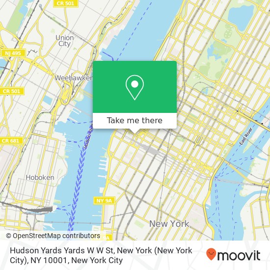 Mapa de Hudson Yards Yards W W St, New York (New York City), NY 10001