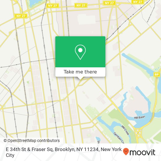 Mapa de E 34th St & Fraser Sq, Brooklyn, NY 11234