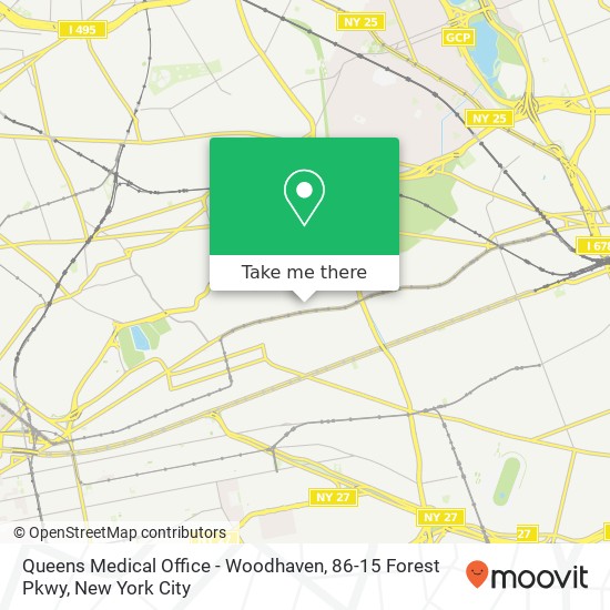 Mapa de Queens Medical Office - Woodhaven, 86-15 Forest Pkwy
