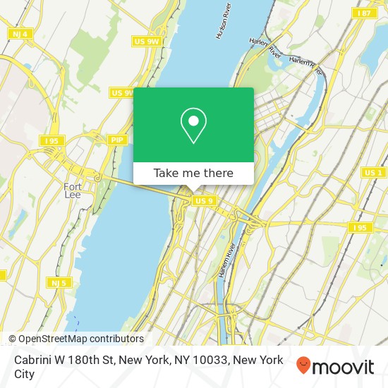 Cabrini W 180th St, New York, NY 10033 map