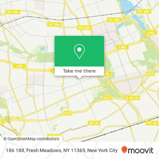Mapa de 186 188, Fresh Meadows, NY 11365