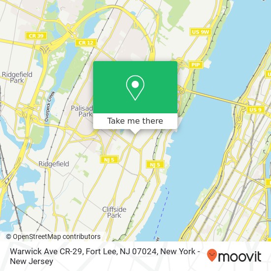 Warwick Ave CR-29, Fort Lee, NJ 07024 map