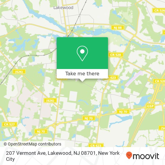 Mapa de 207 Vermont Ave, Lakewood, NJ 08701